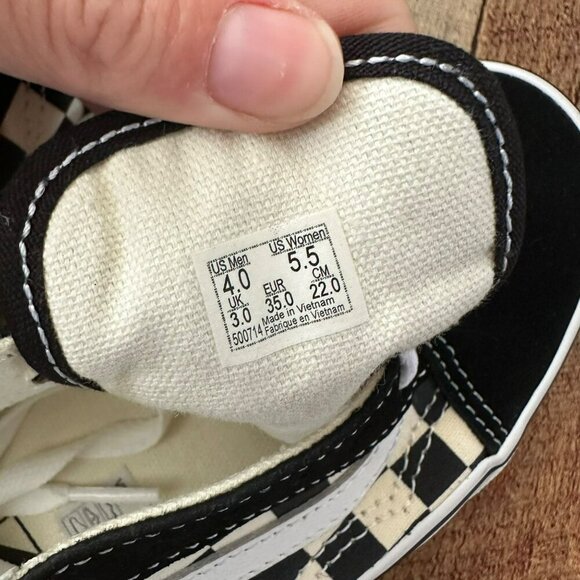 Vans Old Skool Primary Check Black/White Sneakers Size 4.0 Women’s Slip-On Class - Picture 9 of 12